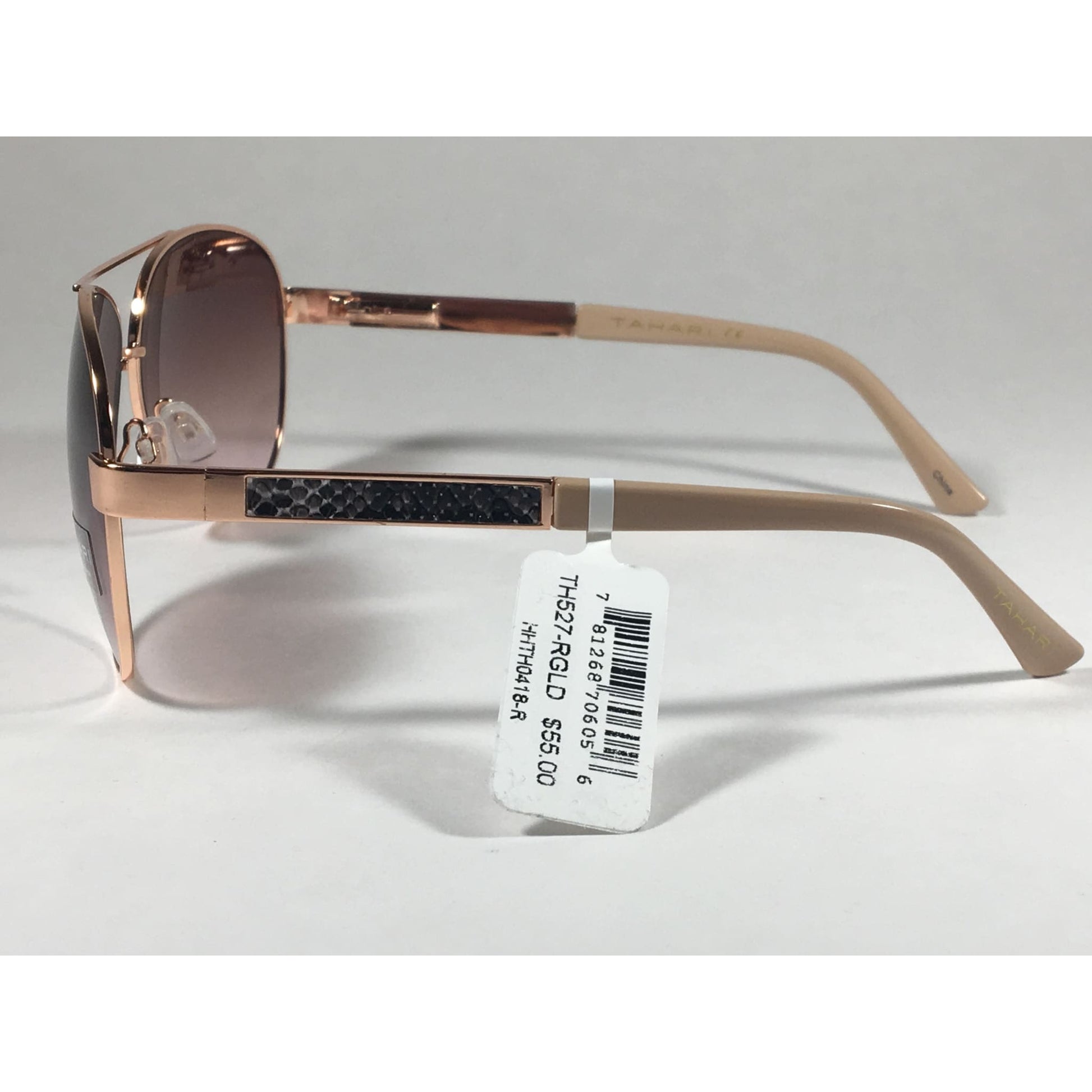 Tahari Aviator Sunglasses Rose Gold Nude Brown Pink Gradient Lens TH527 RGLD - Sunglasses