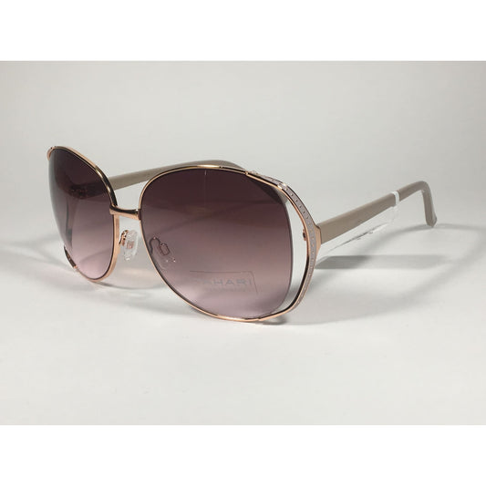 Tahari Oversized Sunglasses Nude Rose Gold Frame Rose Gradient Lens TH751 RGDND - Sunglasses