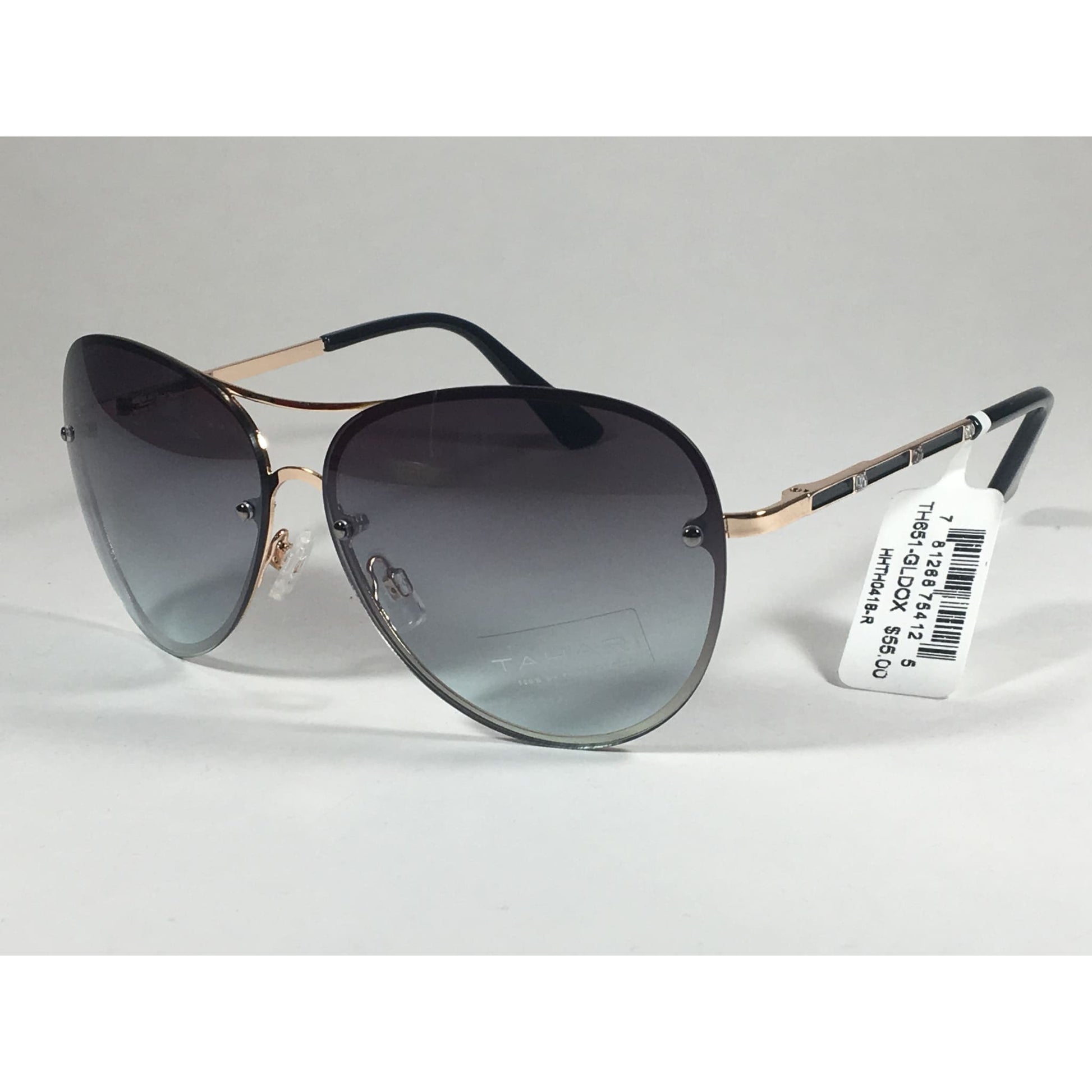 Green Tahari Sonnenbrille Tahari Rimless Aviator Sunglasses Black