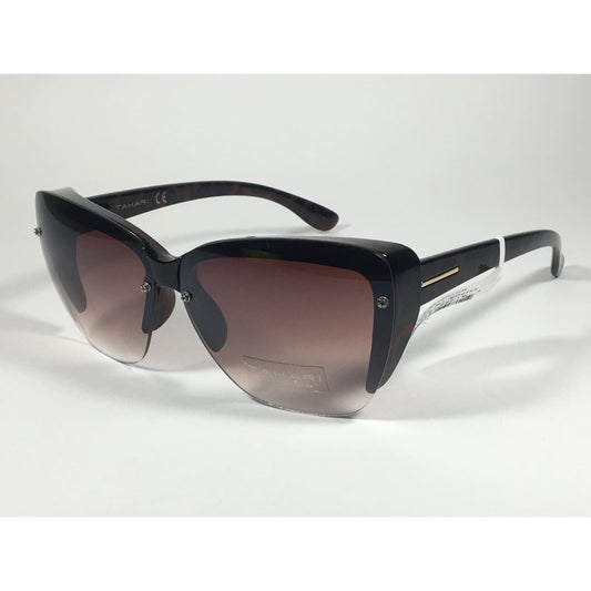Tahari Shield Cat Eye Sunglasses Brown Tortoise Brown Gradient Lens TH705 TS - Sunglasses