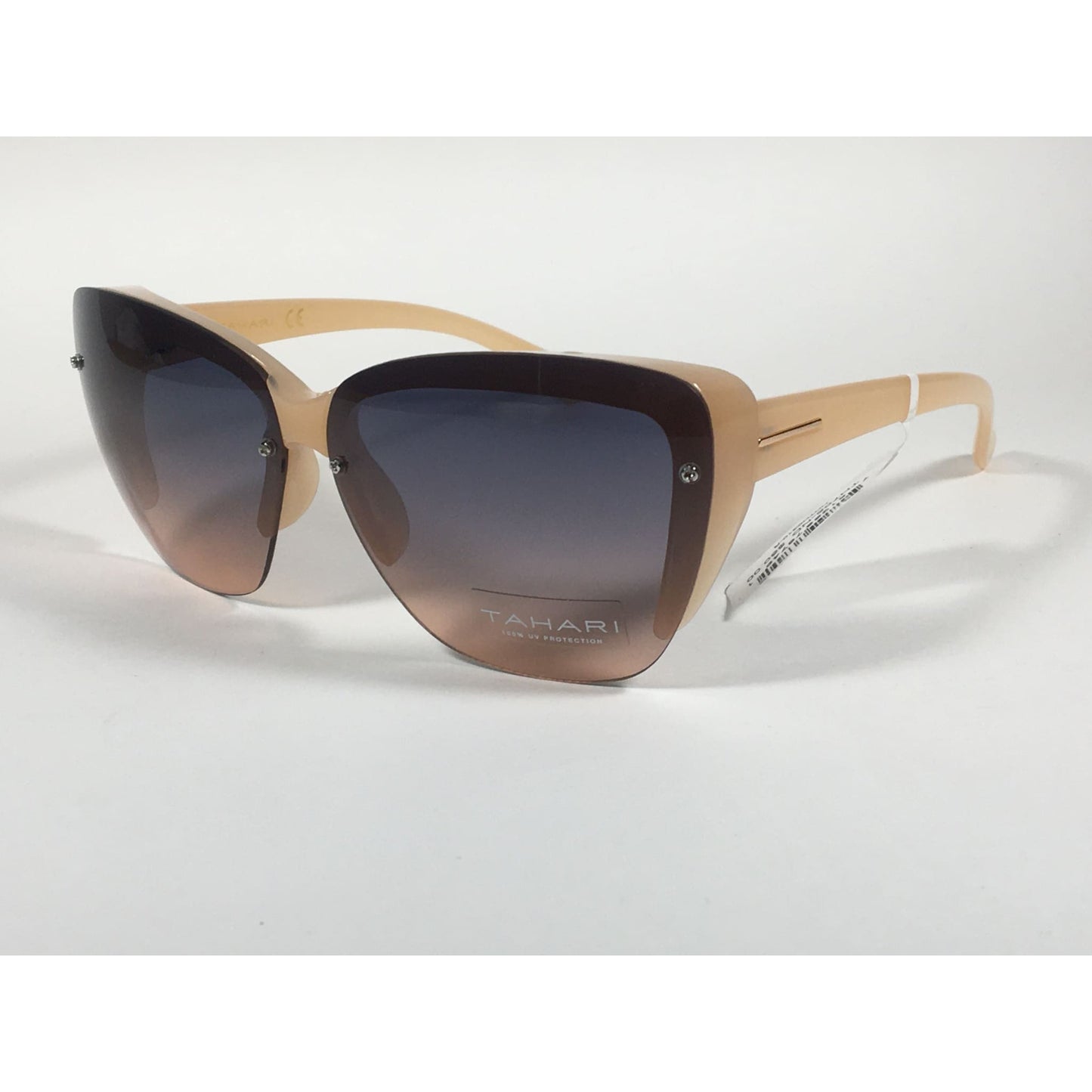 Tahari Shield Cat Eye Sunglasses Nude Frame Blue Nude Gradient Lens TH705 ND - Sunglasses