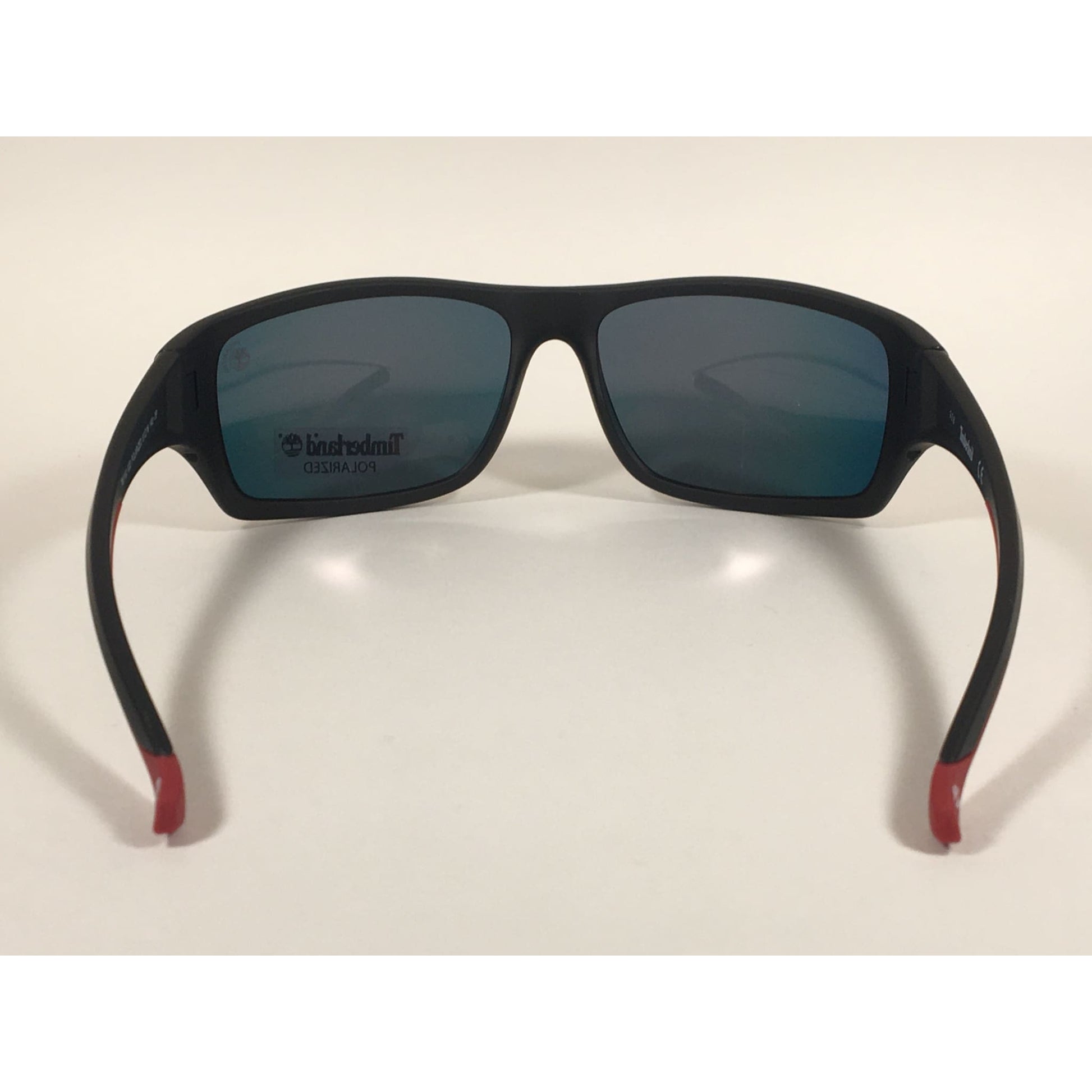 Timberland Polarized Wrap Sunglasses Matte Black Red Orange Mirror Lens TB7152 02D - Sunglasses