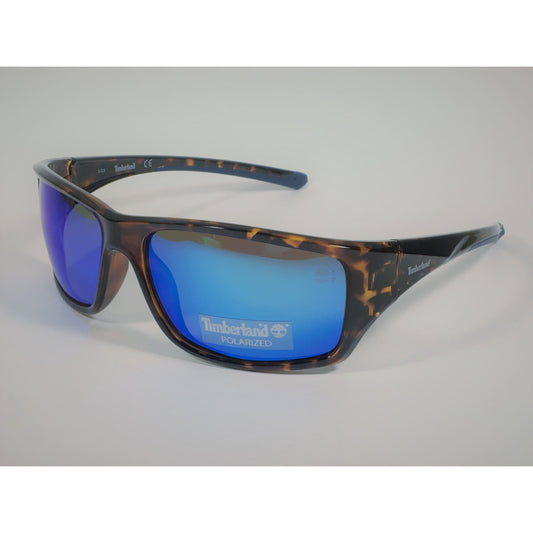 Timberland Polarized Wrap Sunglasses Tortoise Blue Mirror Lens TB7152 52D - Sunglasses