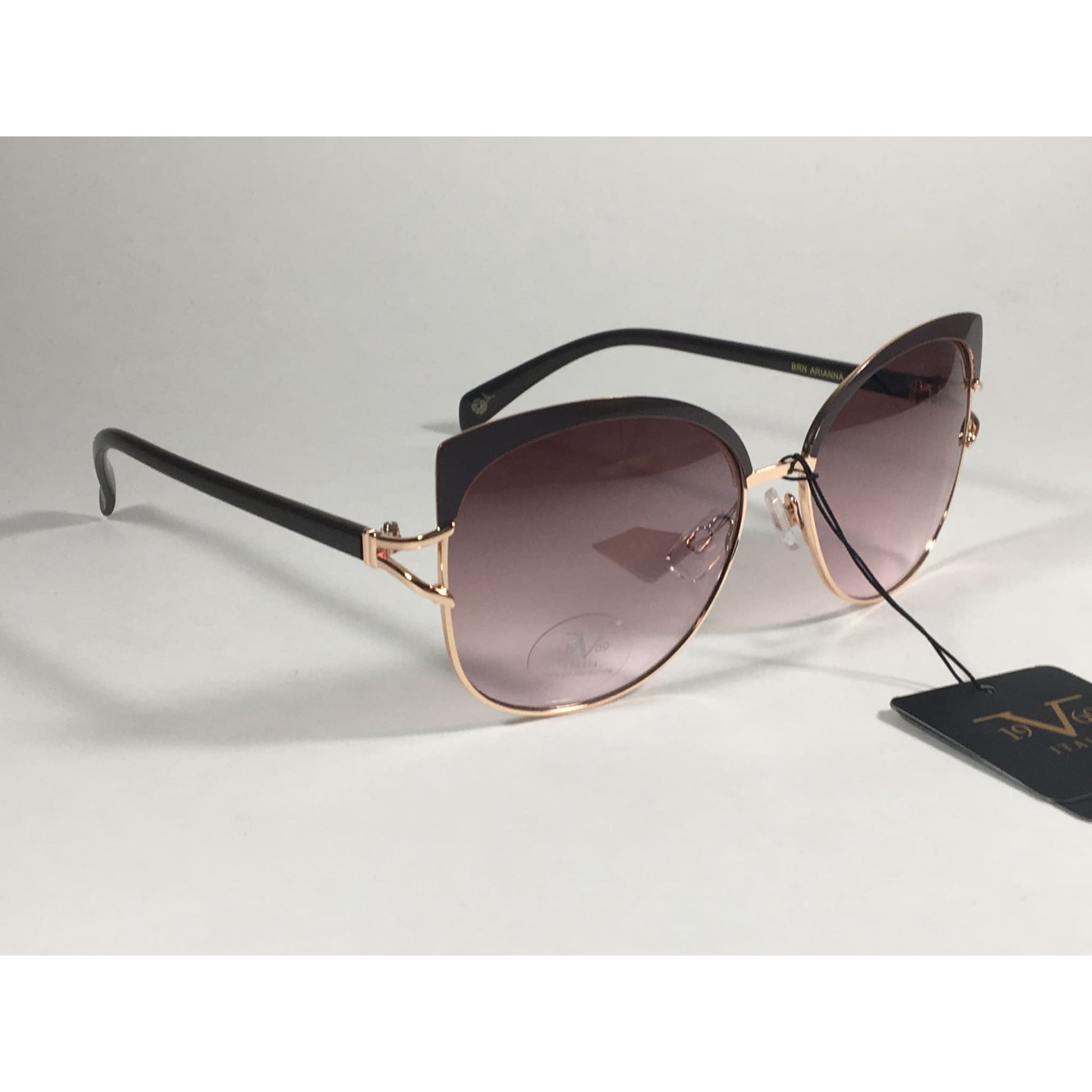 Versace 19V69 Italia Arianna Butterfly Sunglasses Brown With Rose Gold Metal With Brown Rose Lens - Sunglasses