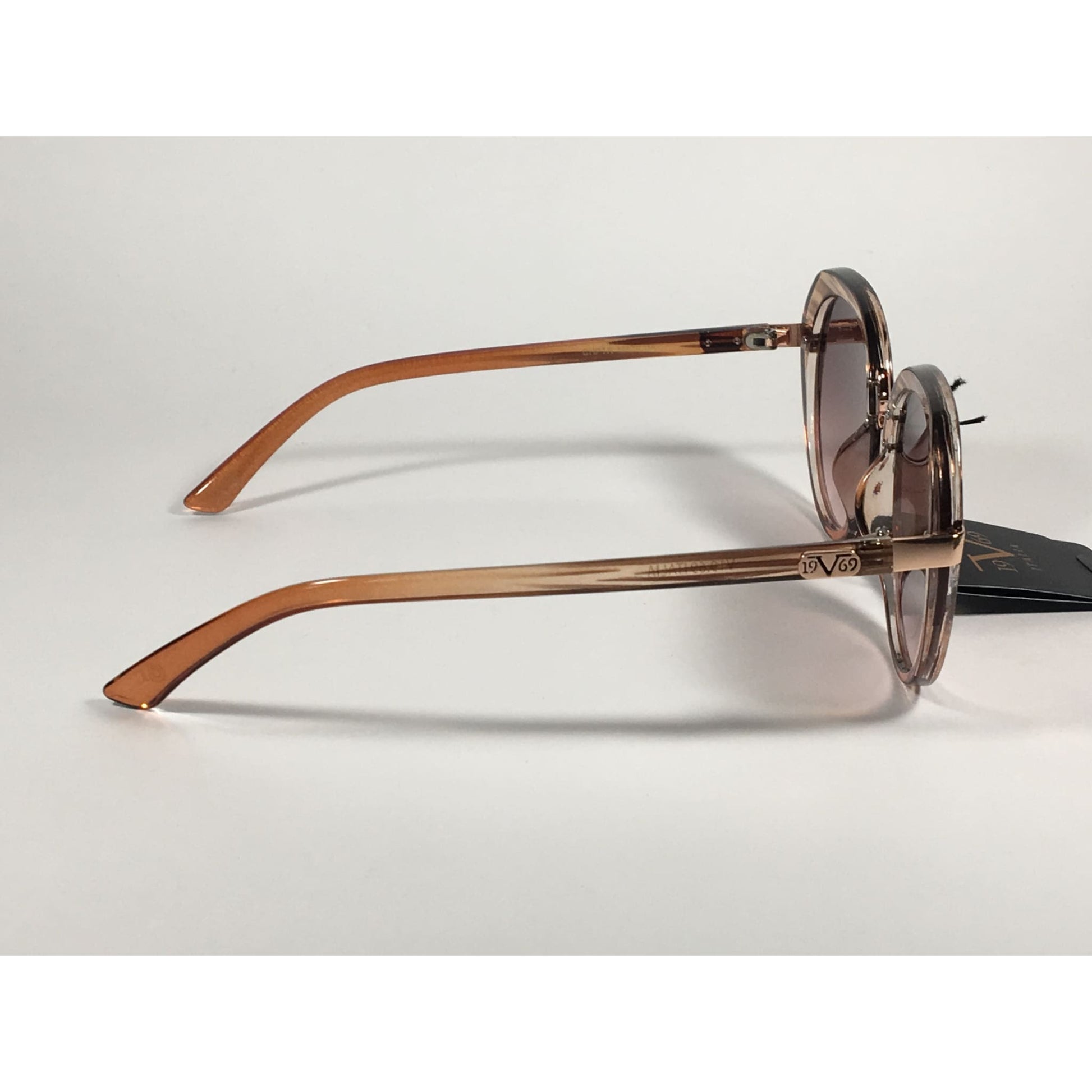 Versace 19V69 Italia CHPTR MATILDA Round Sunglasses Brown Wood Clear Brown Gradient Lens - Sunglasses