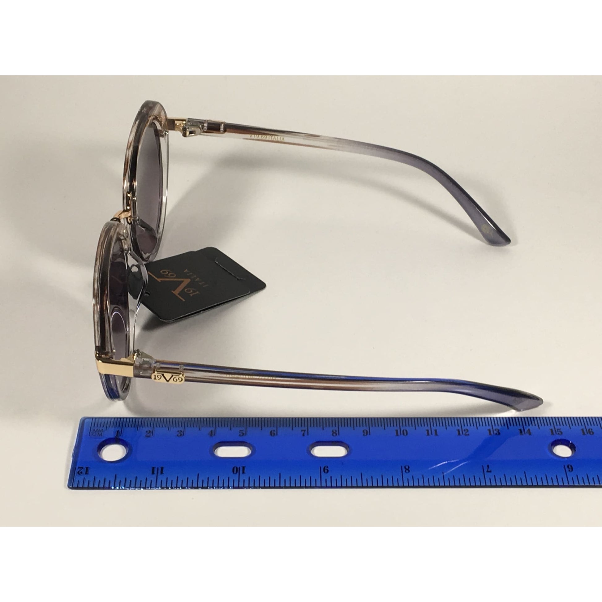 Versace 19V69 Italia Matilda Round Sunglasses Gray Brown Clear Plastic Frame Smoke Gradient Lens - Sunglasses