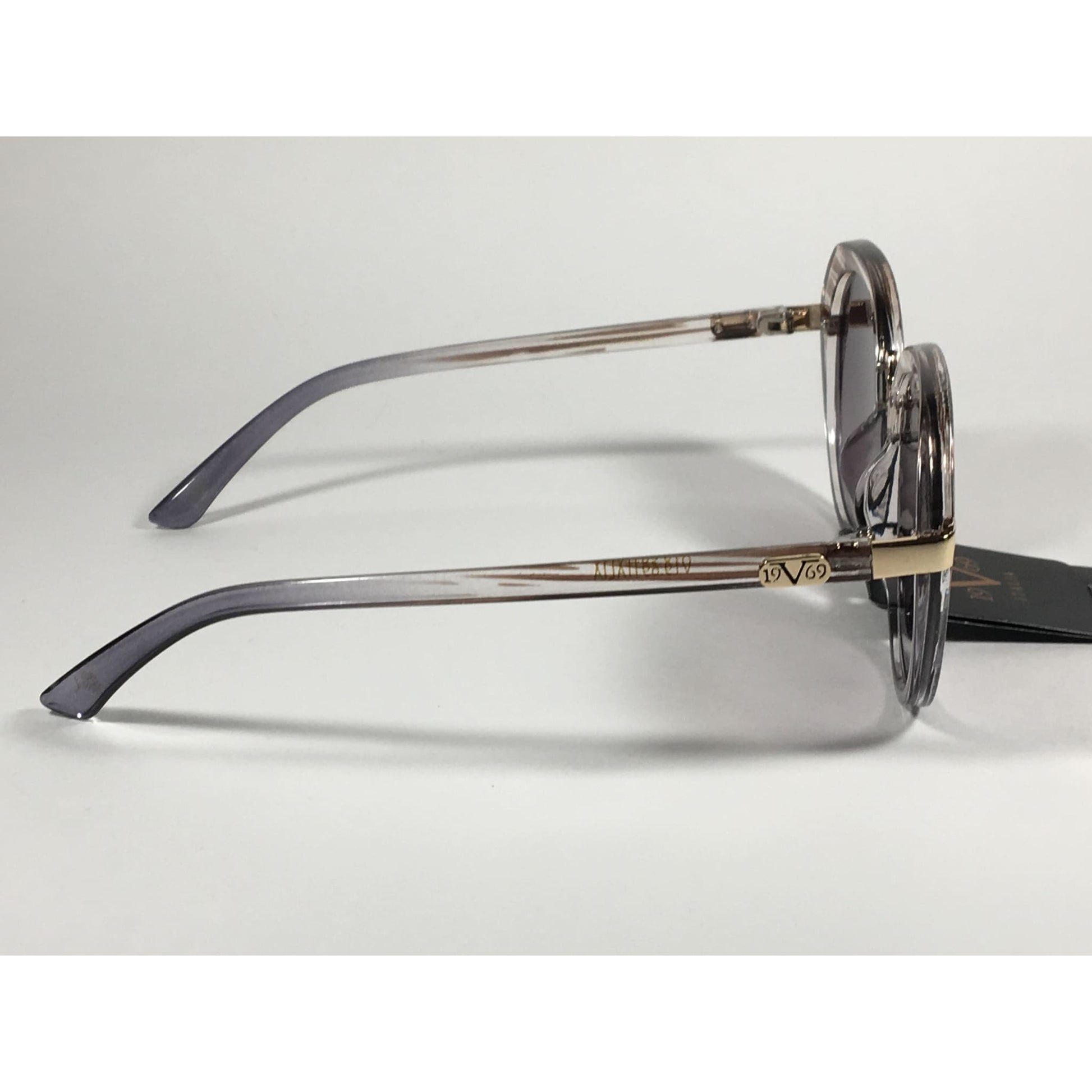 Versace 19V69 Italia Matilda Round Sunglasses Gray Brown Clear Plastic Frame Smoke Gradient Lens - Sunglasses