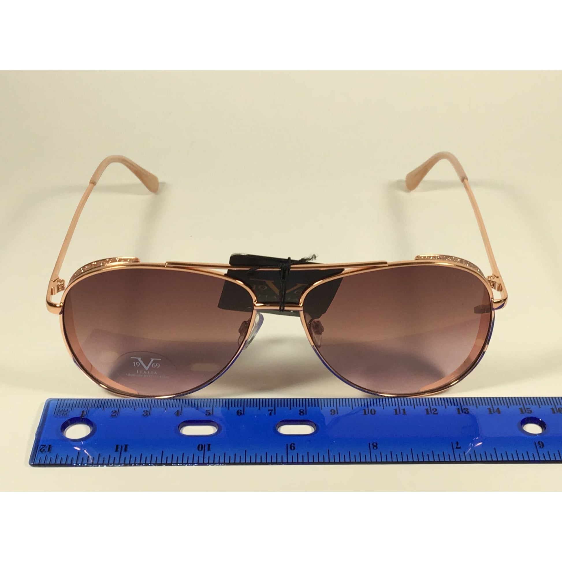Versace 19V69 Italia Mona Aviator Pilot Sunglasses Rose Gold Metal Brown Rose Gradient Lens - Sunglasses