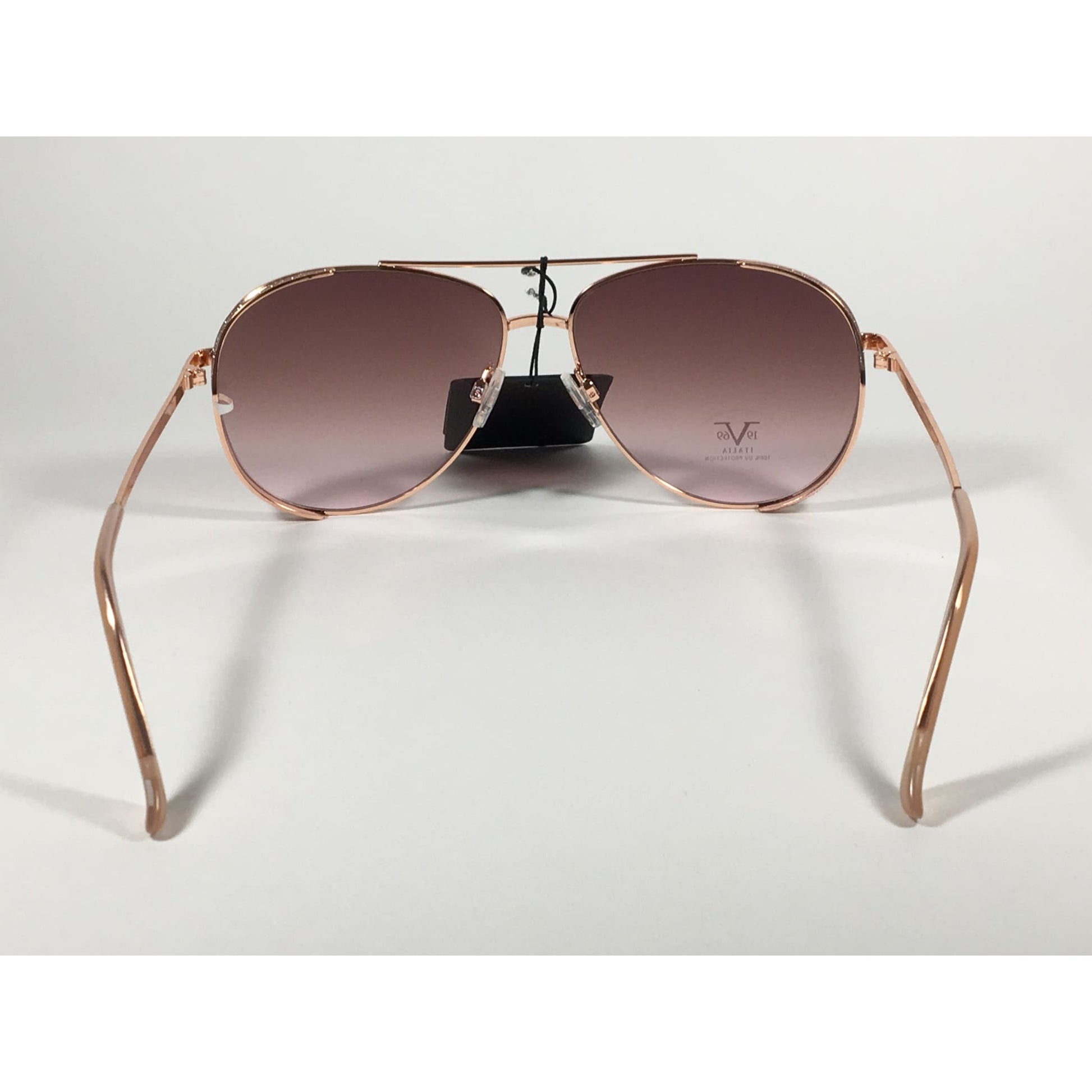 Versace 19V69 Italia Mona Aviator Pilot Sunglasses Rose Gold Metal Brown Rose Gradient Lens - Sunglasses