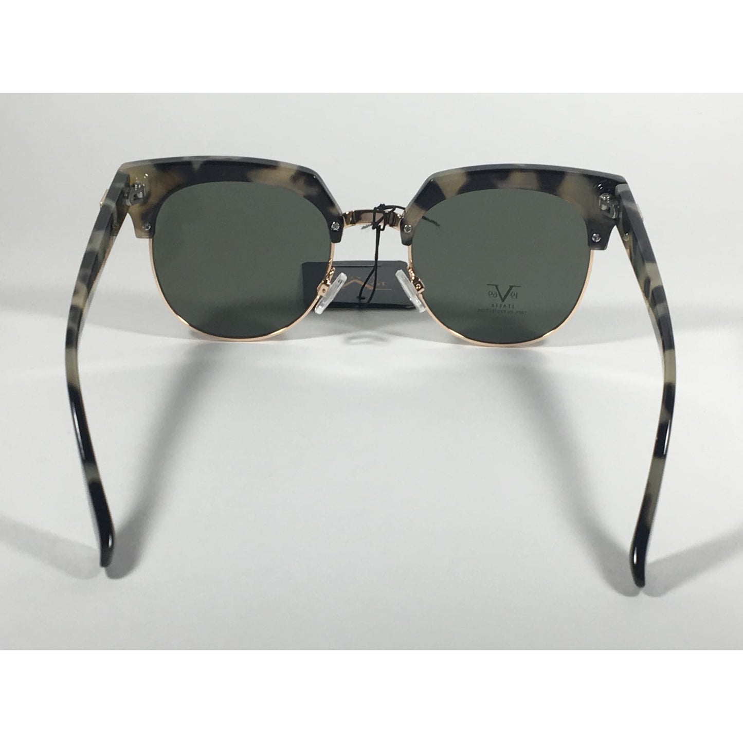 Versace 19V69 Italia Valentina Club Sunglasses Gray Tortoise Gold Horn Rim Green Lens - Sunglasses