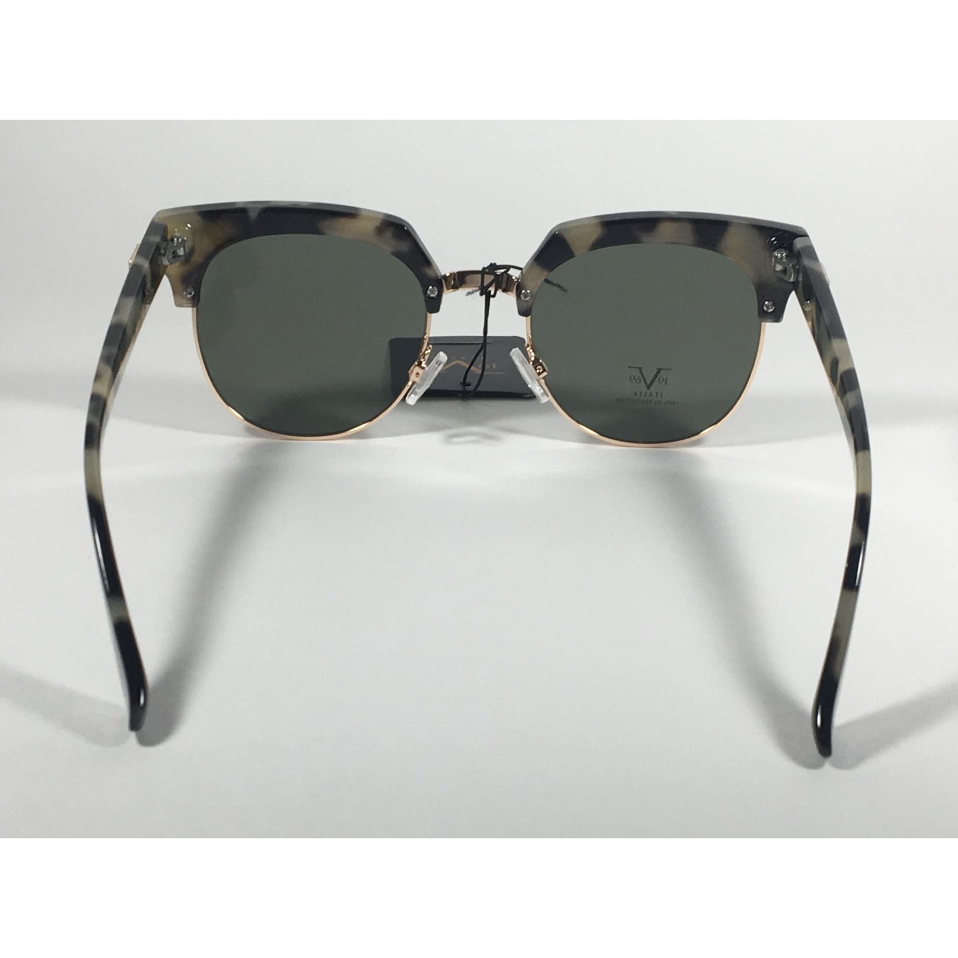 Versace 19V69 Italia Valentina Club Sunglasses Gray Tortoise Gold Horn Rim Green Lens - Sunglasses