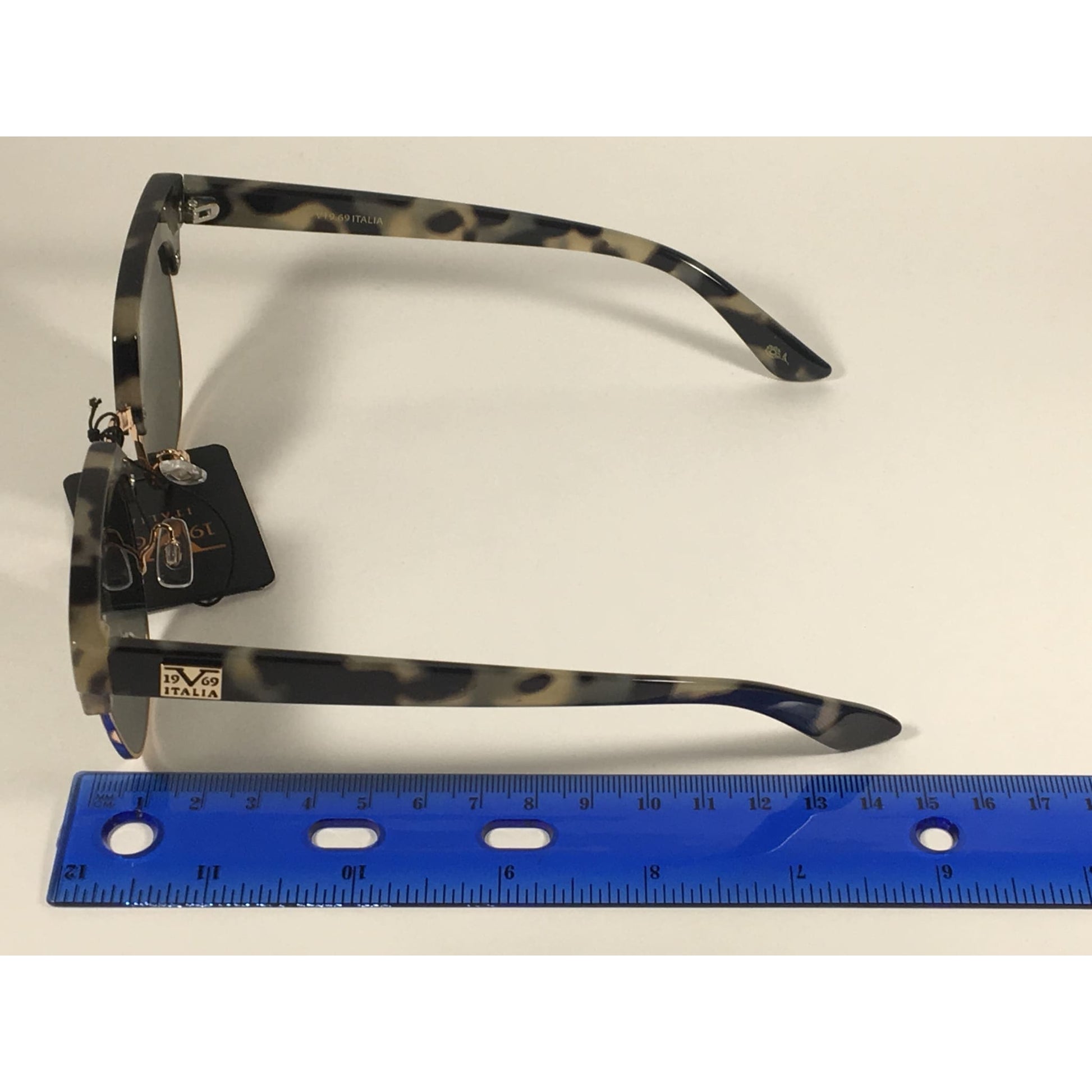 Versace 19V69 Italia Valentina Club Sunglasses Gray Tortoise Gold Horn Rim Green Lens - Sunglasses