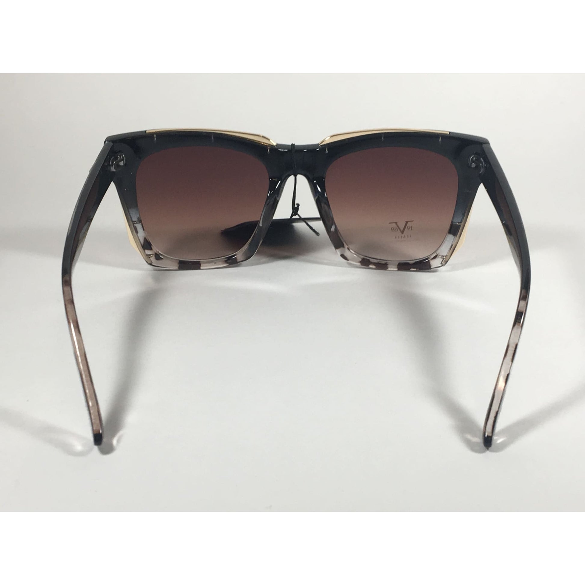 Versace 19V69 Italia Vittoria Large Square Sunglasses Black Tortoise Brown Gradient Lens - Sunglasses